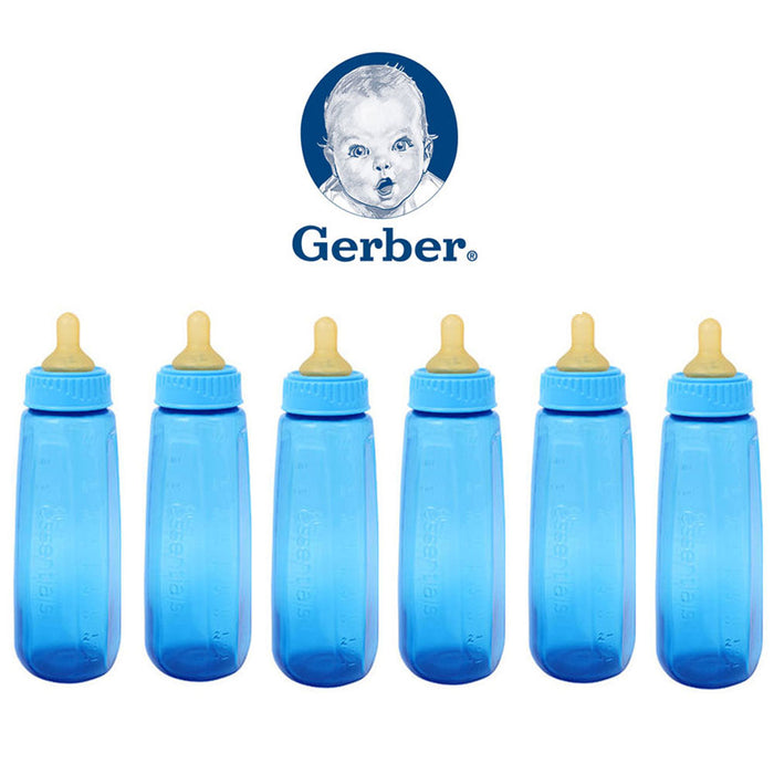 6 Gerber Baby Bottle First Essentials 9 Oz Leak Proof Baby Blue Feeder BPA Free