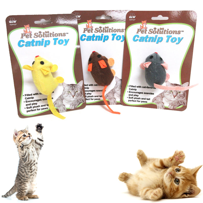 3 Cat Toy Mice Scratch Real Mouse Cat Chew Catnip Teeth Grinding Toys Pet Play