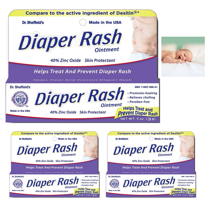 3 Pack Diaper Rash Ointment Tube Cream Paste 40% Zinc Oxide Relief Prevent 1 oz