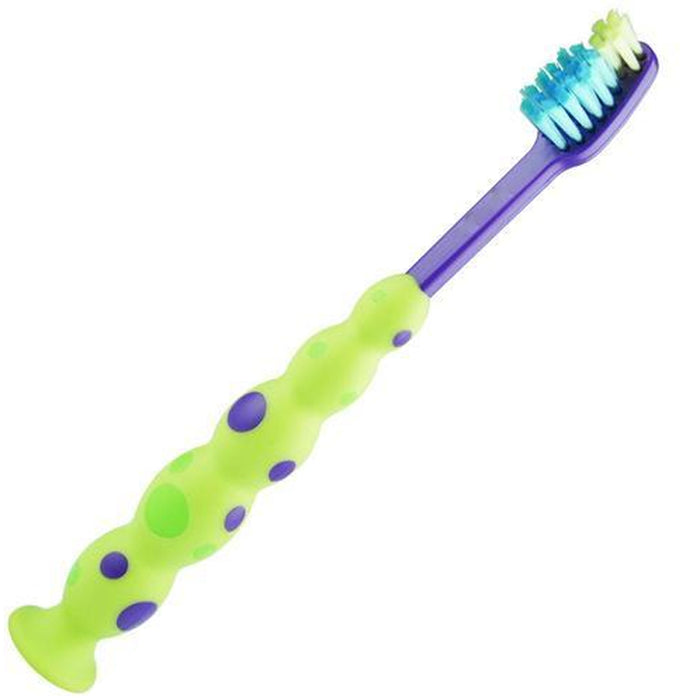 8 X Ball Polka Dot Toothbrush Set Suction Cup Stand Soft Bristles Kids Oral Care