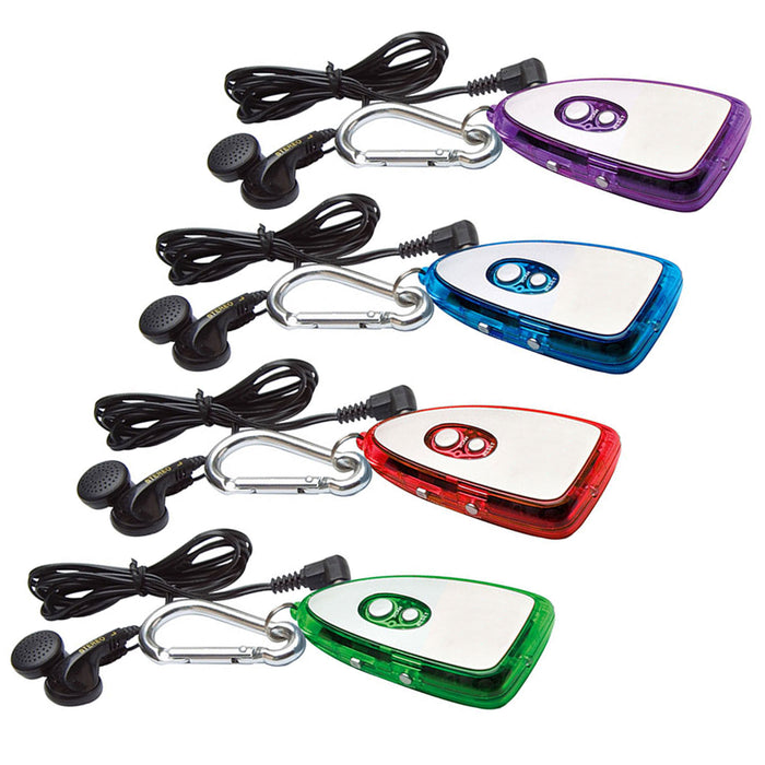 2 Pk FM Radio Earbuds Carabiner Keychain Light Portable Battery Operated Gift