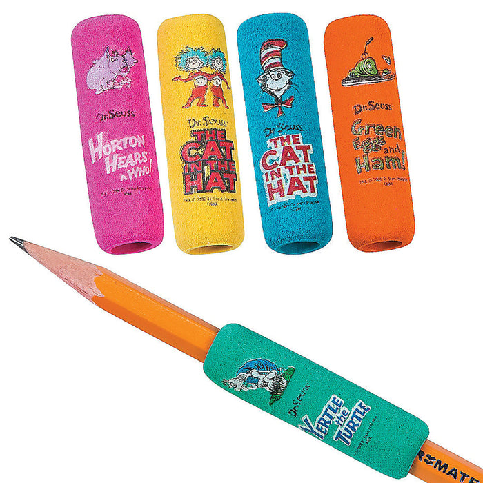 12 Pc Dr Seuss Foam Pencil Grips Pen Comfort Sponge Children School Handwriting