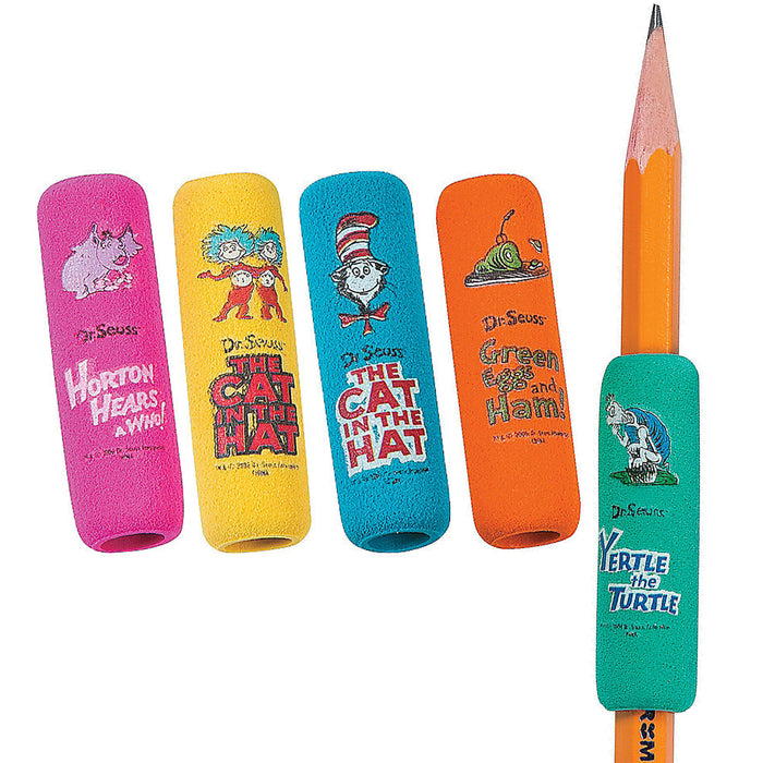 12 Pc Dr Seuss Foam Pencil Grips Pen Comfort Sponge Children School Handwriting