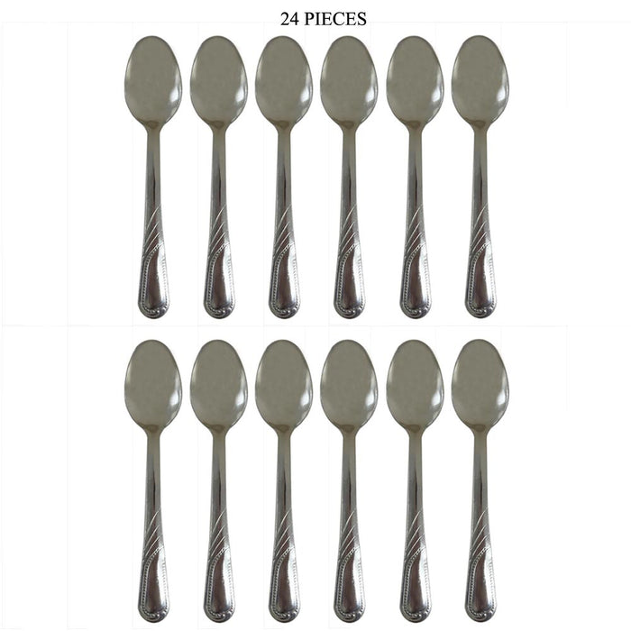 24 Pc Teaspoon Stainless Steel Coffee Tea Spoons Cutlery Silverware Set Kitchen