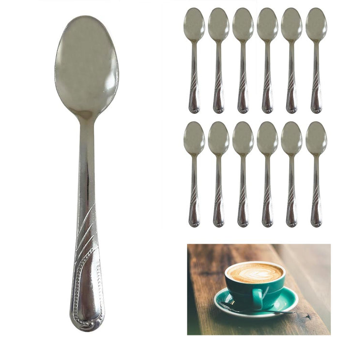 12 Pc Stainless Steel Teaspoon Silverware Set Coffee Tea Spoons Cutlery Flatware