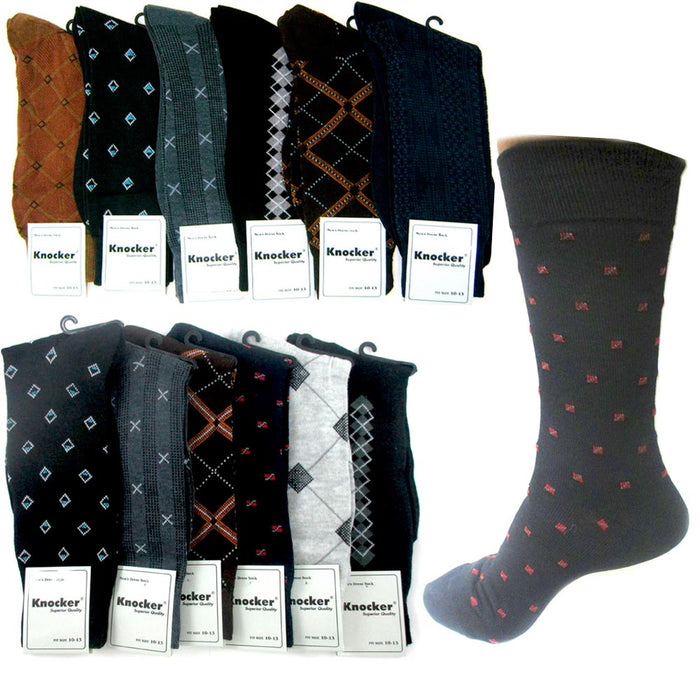 6 Pairs Mens Multi Color Pattern Dress Socks Crew Casual Fashion Size10-13 Value