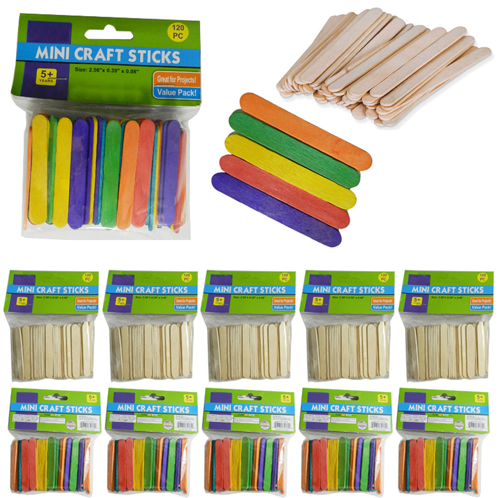 200 Pcs Popsicle Sticks Bulk Craft Flat Natural Wood Multi Colored