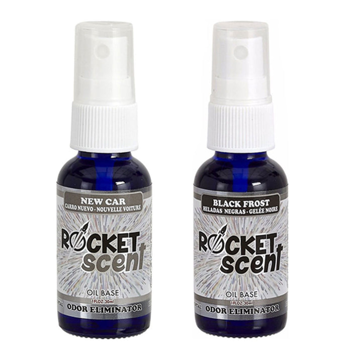 2 Rocket Scents New Car Black Frost Spray Concentrated Home Room Odor Eliminator