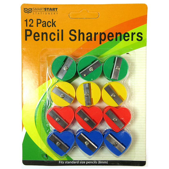 12 Pc Pencil Sharpener Assorted Shapes Colors School Supplies Children Art Kids