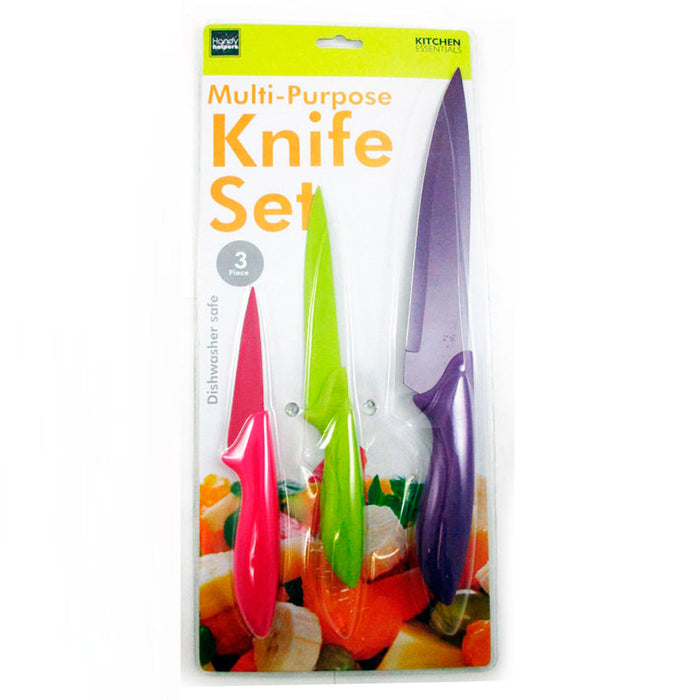 3 Pc Kitchen Knife Set Cutlery Pairing Knives Sharp Blades Stainless Steel New