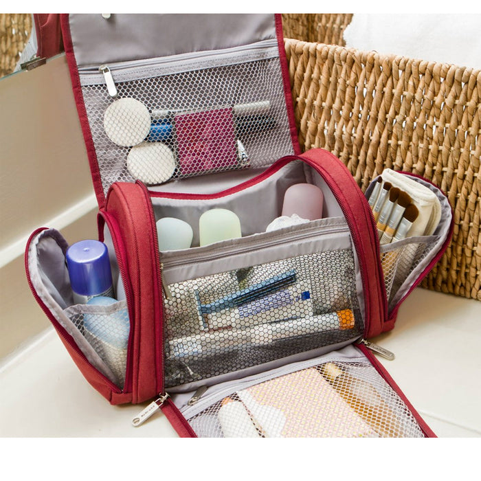 Travelon Hanging Toiletry Bag Kit Travel Carry On Bathroom Organizer Make Up Red
