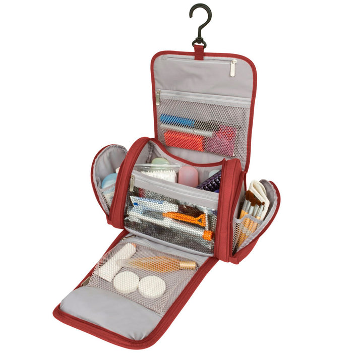 Travelon Hanging Toiletry Bag Kit Travel Carry On Bathroom Organizer Make Up Red