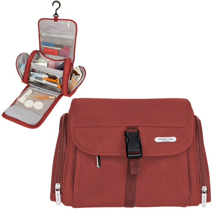 Travelon Hanging Toiletry Bag Kit Travel Carry On Bathroom Organizer Make Up Red