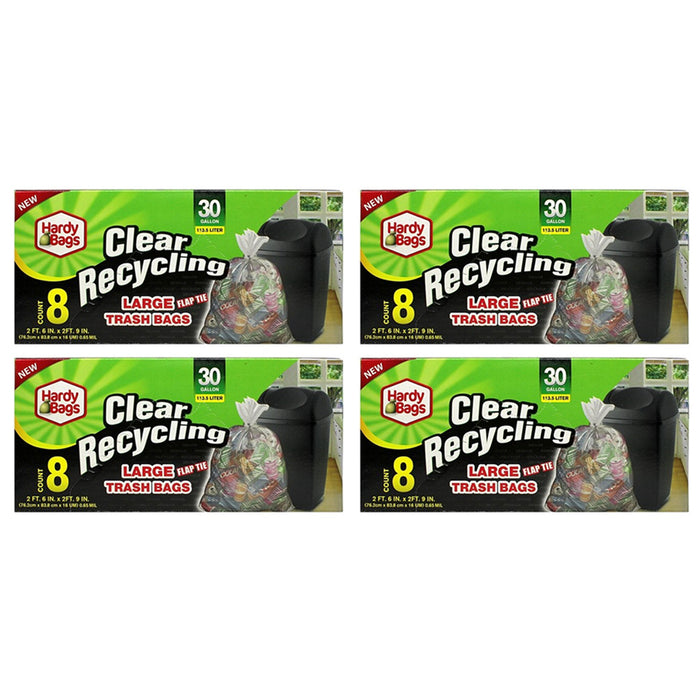 32ct Clear 30 Gallon Recycling Large Trash Bags Garbage Disposable Heavy Duty