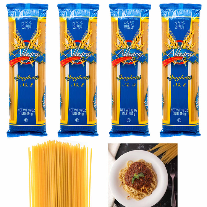 4 Pks Allegra Spaghetti Pasta Noodles Non GMO 100% Durum Wheat Carbonara 16oz
