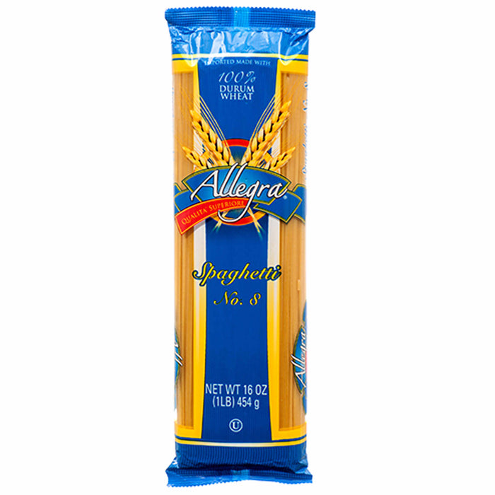 6 Packs Allegra Spaghetti Pasta Noodles 100% Durum Wheat Carbonara Italian 16oz