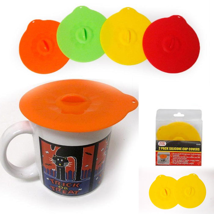 2 Pc Silicone Leakproof Cup Cover Coffee Tea Sealing Mug Wrapping Lid Tool Gift