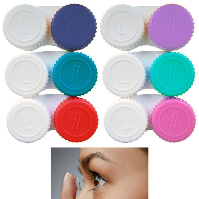 6 Pc Contact Lens Cases Storage Solution Holder Small Container Travel Kit Set
