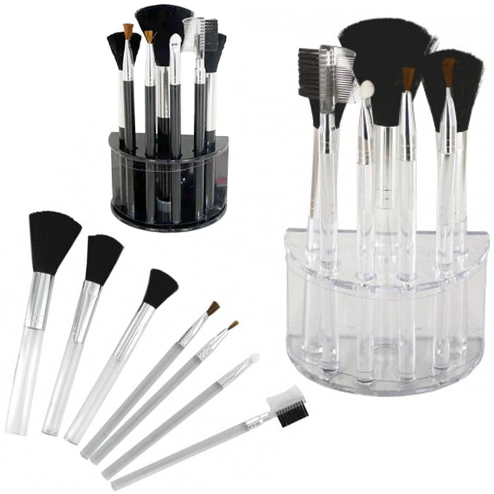 7 pc Cosmetic Makeup Brush Set Blending Brushes + Holder Organizer Display Tools