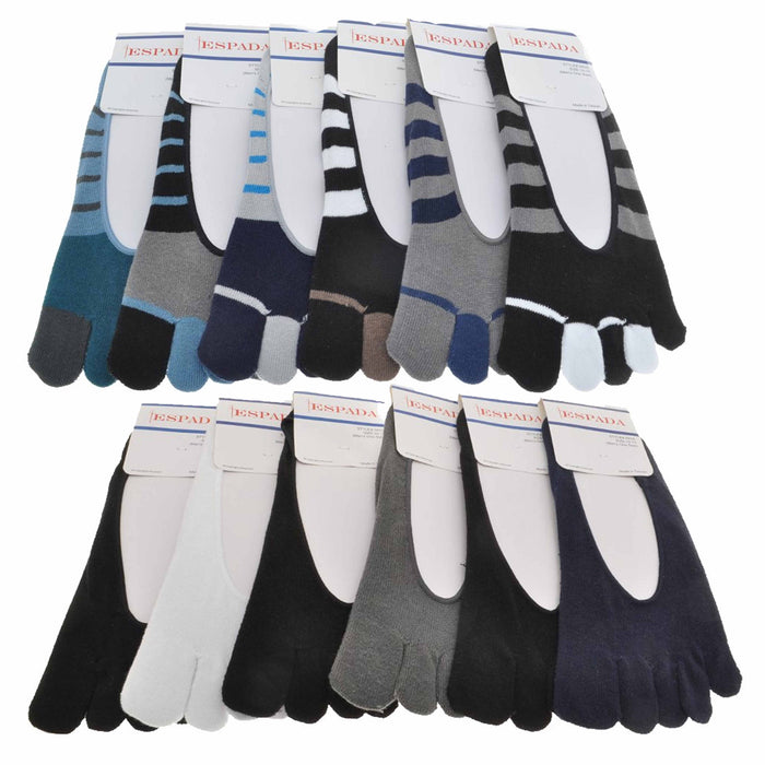 6 Pack Men Cotton Low Cut Toe Socks 5 Finger No Show Invisible Sports Run 10-13