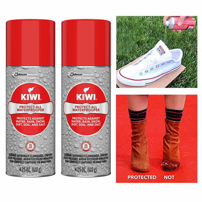 2 Pc KIWI Protect All Weather Proof Leather Fabric Shoes Boot Waterproof 4.25oz