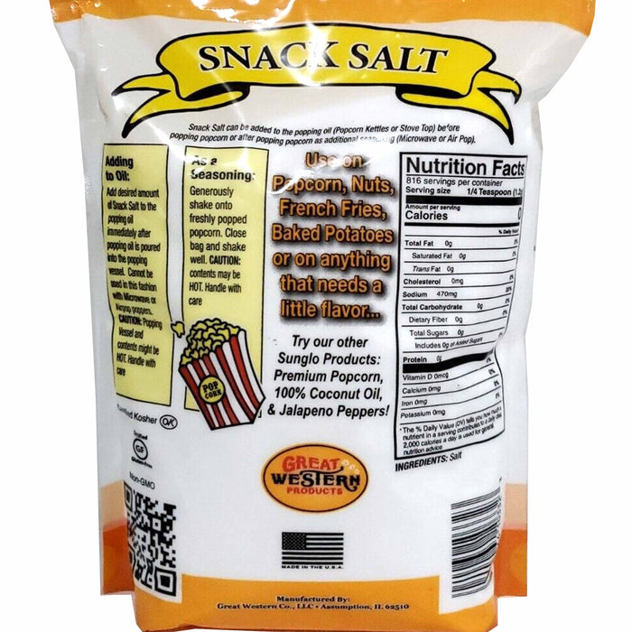 2 Sunglo Snack Salt White Popcorn Kernel Premium Seasoning Spice Non-GMO 35oz