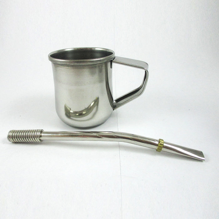 ARGENTINA MATE GOURD CUP YERBA TEA WITH STRAW BOMBILLA STAINLESS STEEL KIT 9501