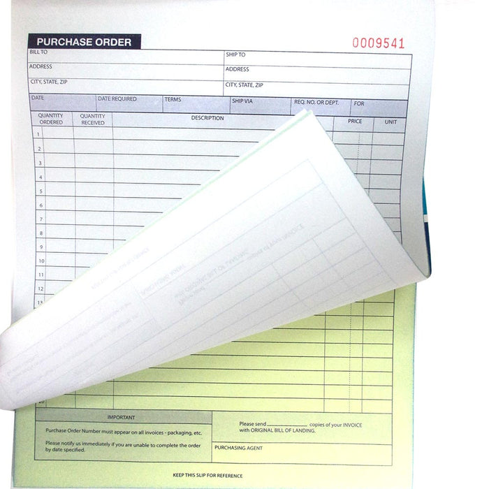 1 Carbonless Purchase Order Receipt Record Book 2 Part 30 Sets Duplicate Copy !