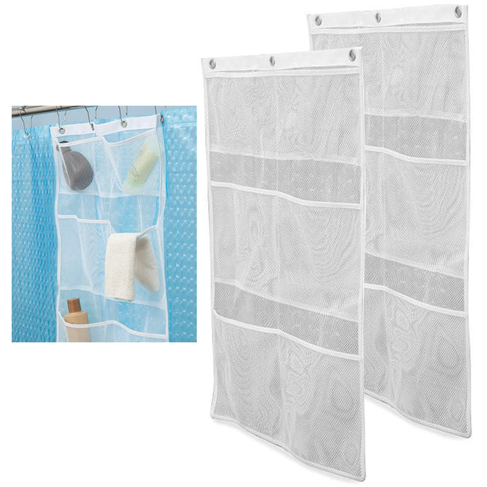 2 X Shower Organizer 6-Pocket Bathroom Caddy Tub Hanging Mesh Storage Bag 25"H