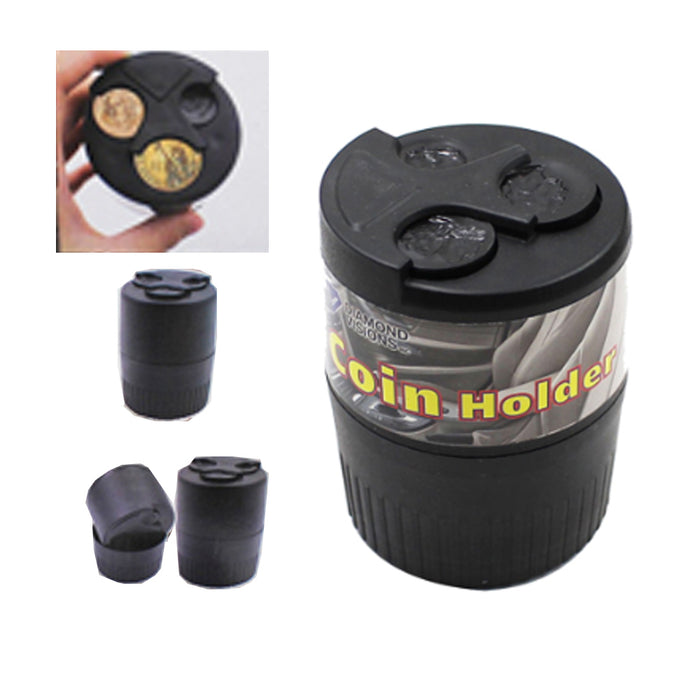 2 X Car Coin Holder Case Change Cup Container Organizer Quarter Dime Penny Box