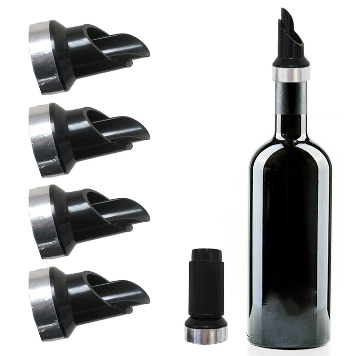 4 Pc Wine Stopper Pourer Pour Cap Bottle Cork Plug Decantor Dispenser Spout New