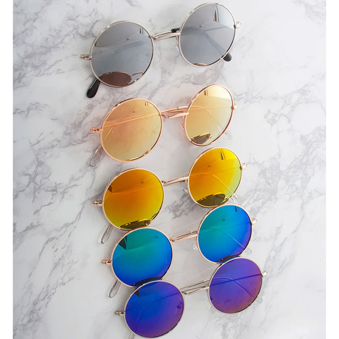 1 Retro Round Sunglasses Shades John Lennon Hippie Gold Silver Frame Lens Party