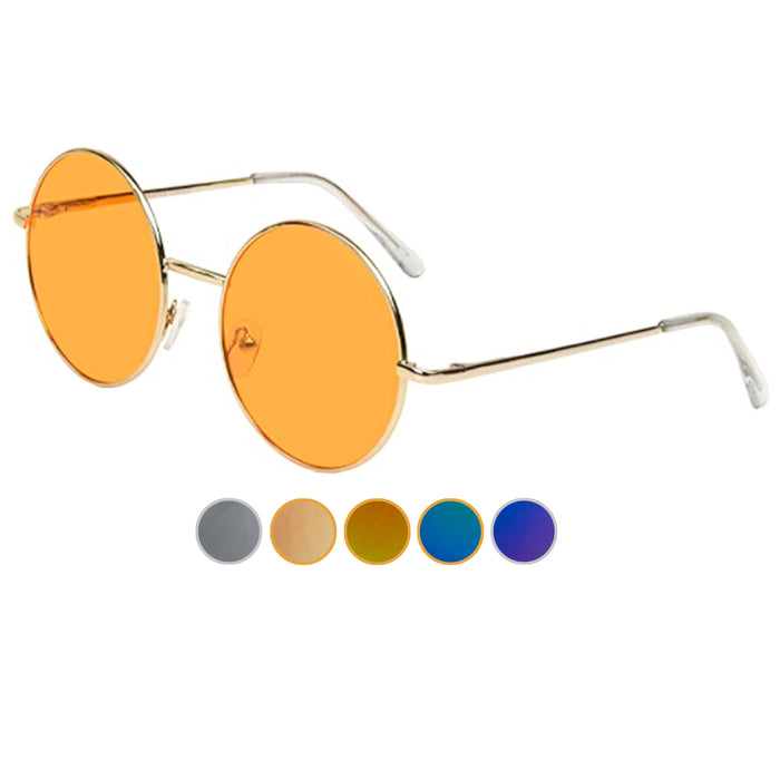 1 Retro Round Sunglasses Shades John Lennon Hippie Gold Silver Frame Lens Party