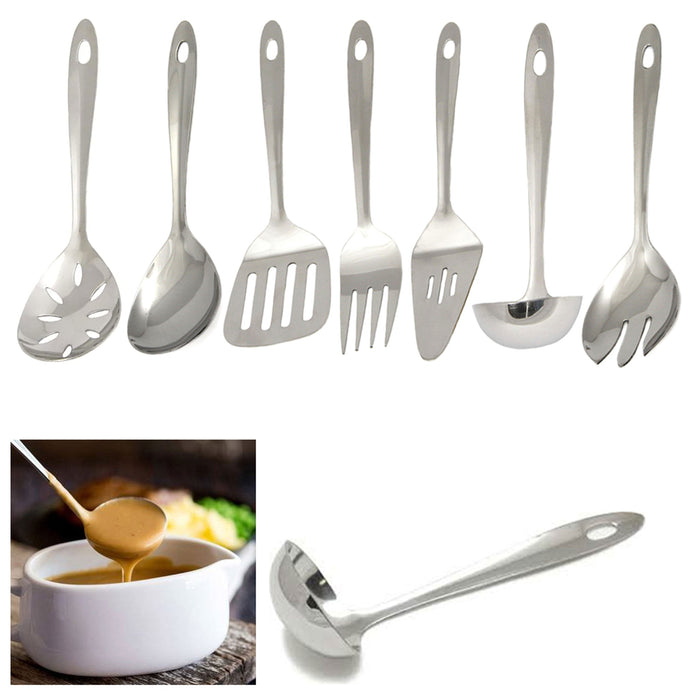 7 Stainless Steel Cooking Utensil Set Kitchen Server Serving Tools Spatula Spoon