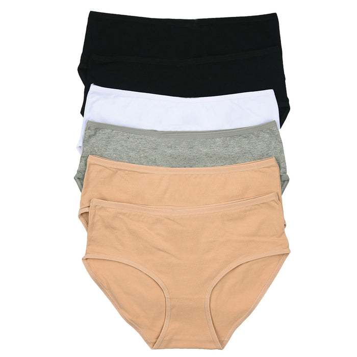 6 Women Plus Size Underwear Briefs Panties Bikini Full Coverage Cotton Solid 3XL