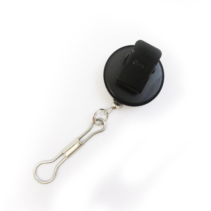 2 Pc Mini Retractable Pull Reel Key Chain Clip On Key ID Badge Holder 1" Black
