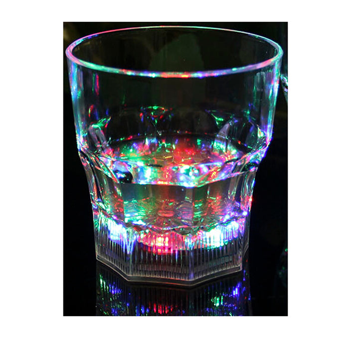 4 LED Flashing Light Cup Whisky Shot Drink Plastic Glass On Off Party Wedding