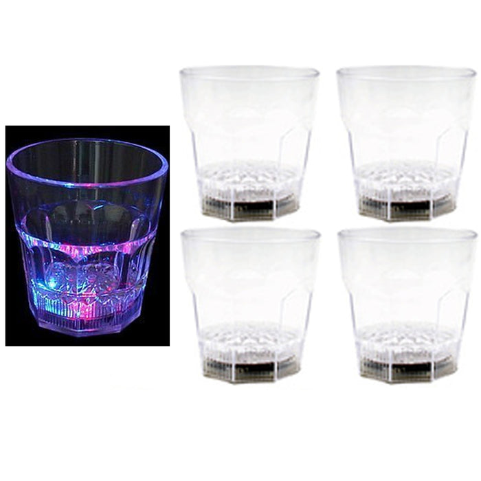 4 LED Flashing Light Cup Whisky Shot Drink Plastic Glass On Off Party Wedding