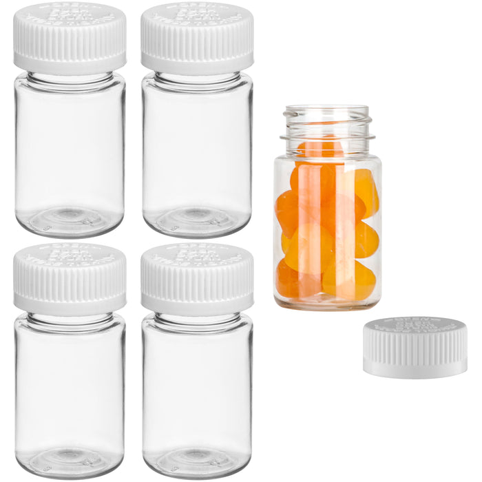 4 Empty Clear Plastic Pill Bottles Medicine Container Vitamin Capsule Holder 2oz