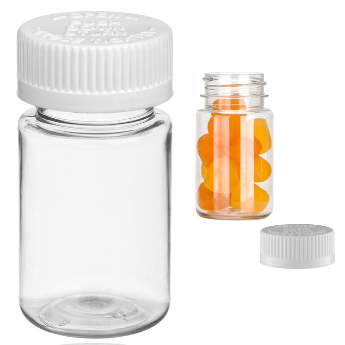 8 Plastic Pill Bottles Empty Container Medicine Vitamin Capsule Drug Case Clear