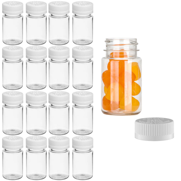 16 x Plastic Reusable Empty Bottles Prescription Pill Vials Medicine Containers