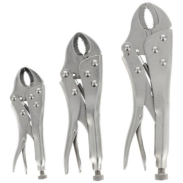 3 X QUAILTY Locking Plier Long Nose Curved Jaw Mole Grip Clamp Wrench 5" 7" 10"