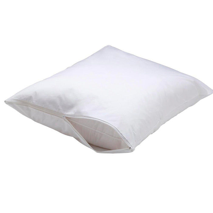 2 Waterproof White Non-Woven Fabric Pillow Breathable Protector Zippered 20"X30"