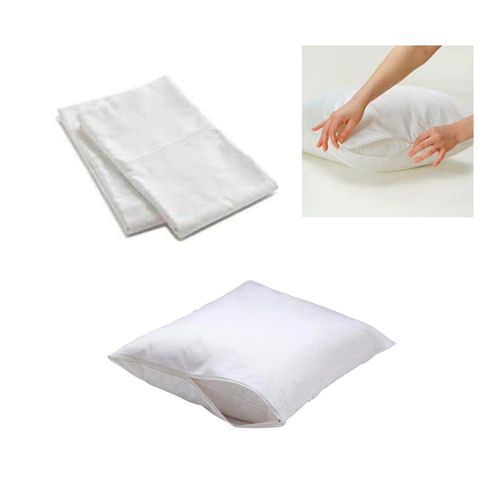 2 Pack Zippered Pillow Cases Bed Bug Proof Encasement Hotel Pillow Cover Bedding