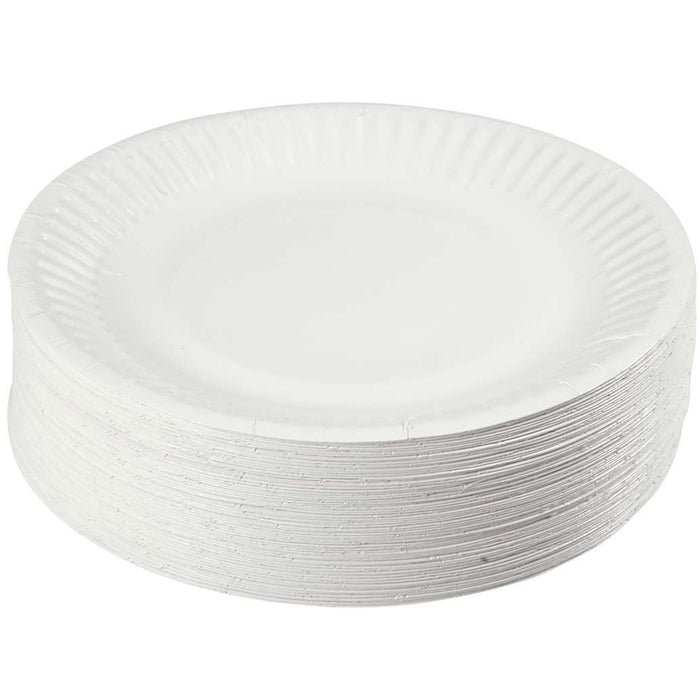 400 Ct Round Disposable Paper Plates Dinner Party Dinnerware Tableware White 9"