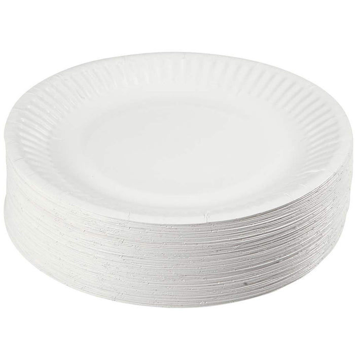 200Ct 9" White Round Paper Plates Lightweight Party Dinnerware Tableware Party