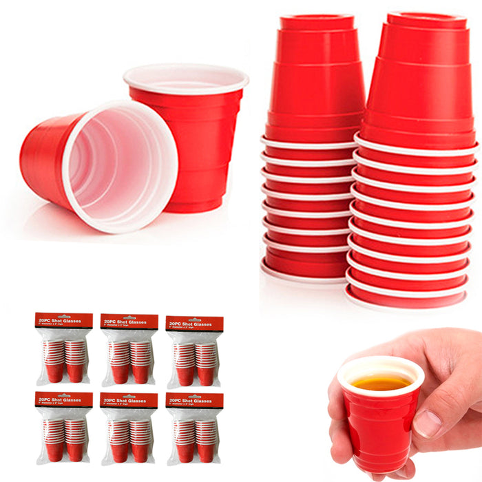 120ct Mini Red Cups 2oz Plastic Disposable Shot Glasses Party Shooter