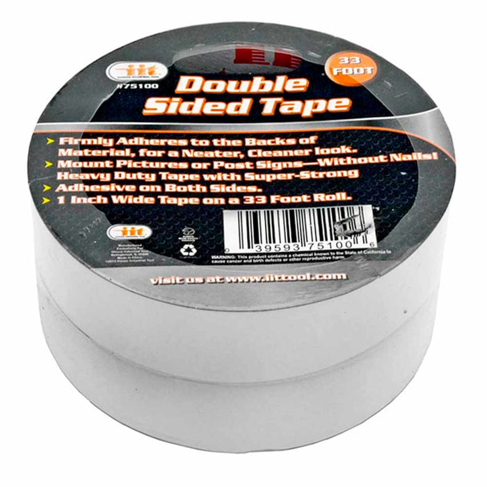 2 Rolls Double Sided Tape Transparent Heavy Duty Mounting Adhesive 33Ft x1" Wide
