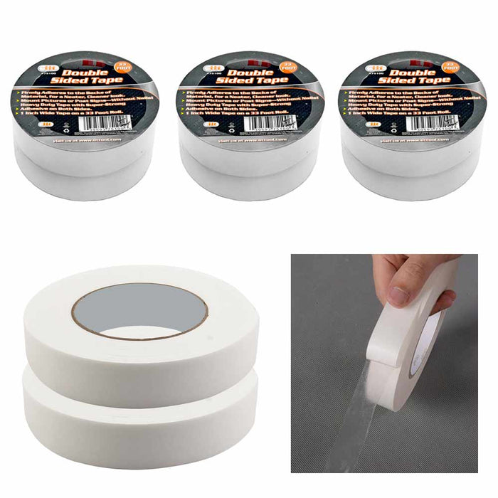 6 Rolls Double Sided Tape Transparent Heavy Duty Mounting Adhesive 33Ft x1" Wide