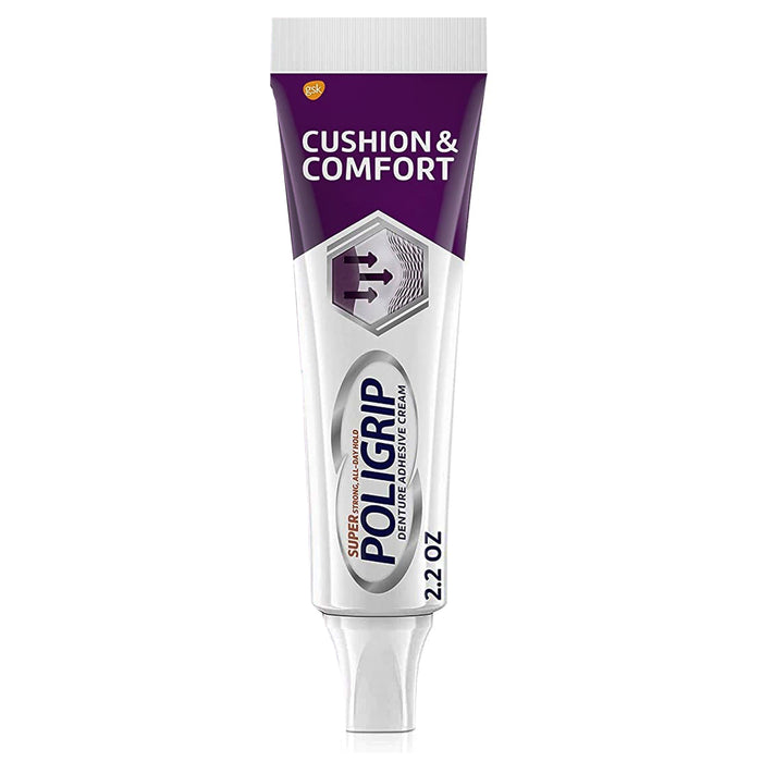 2 Pk Poligrip Denture Adhesive Cream 2.2 Oz Gum Comfort Strong Bonding Zinc Free